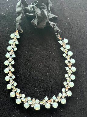JCrew Frosted crystal ribbon necklace - Black and White
